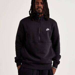 Nike Black Half-Zip Sweatshirt Kangaroo pocket black fleece cotton polyester 2XL
